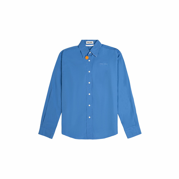 9A+ quality miu miu raw-edge poplin button-down shirt